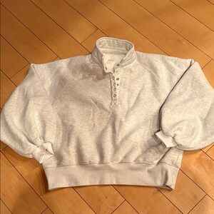 As Revival 
Light Gray Button-Front Pullover Sweatshirt